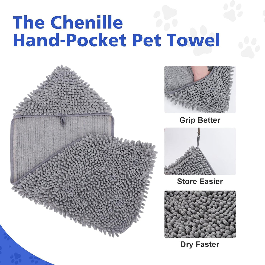 WOUSEDO Microfiber Chenille Dog Towel 1 Pack