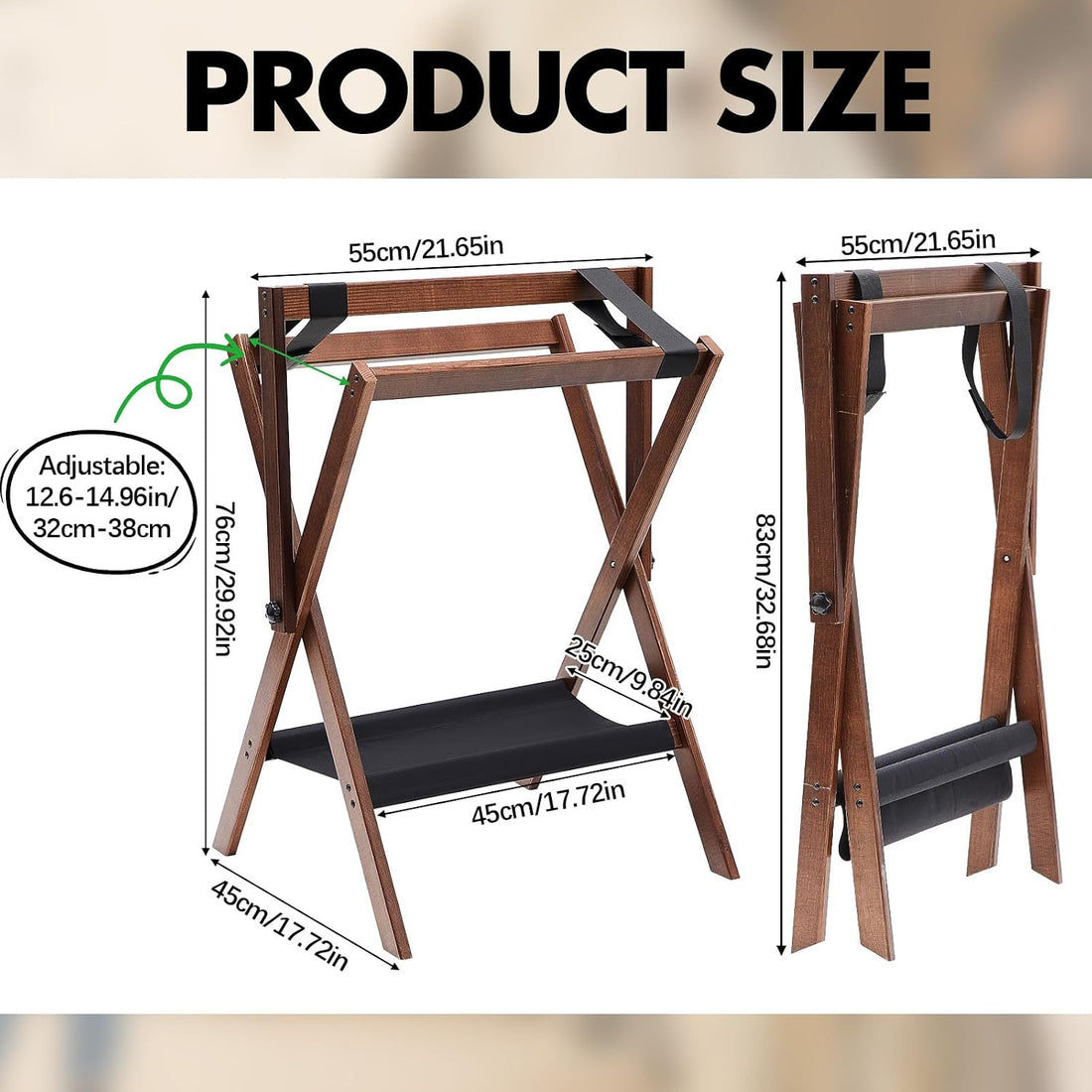 Leinuosen 1 Pack Pine Wood Folding Saddle Rack Storage Tray