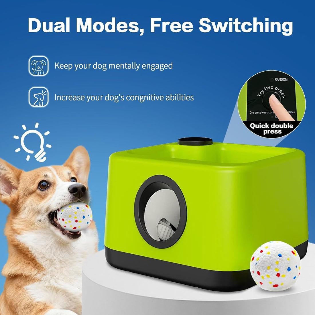 Automatic Dog Ball Launcher: Upgraded Auto/Manual Ball Thrower Toy