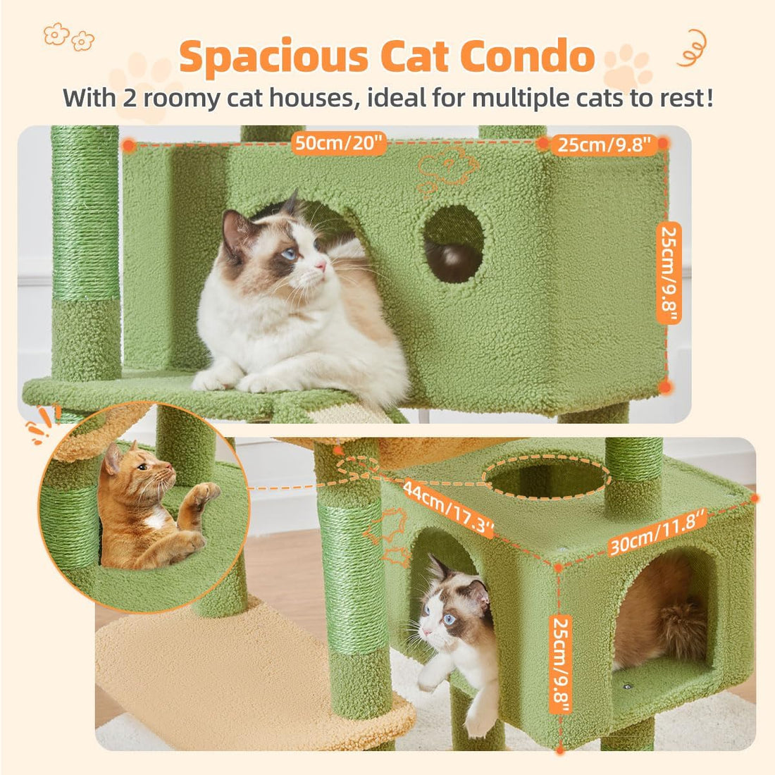 Taoqimiao Cactus Cat Tree, 71-Inch Cat Tower for Indoor Cats Large