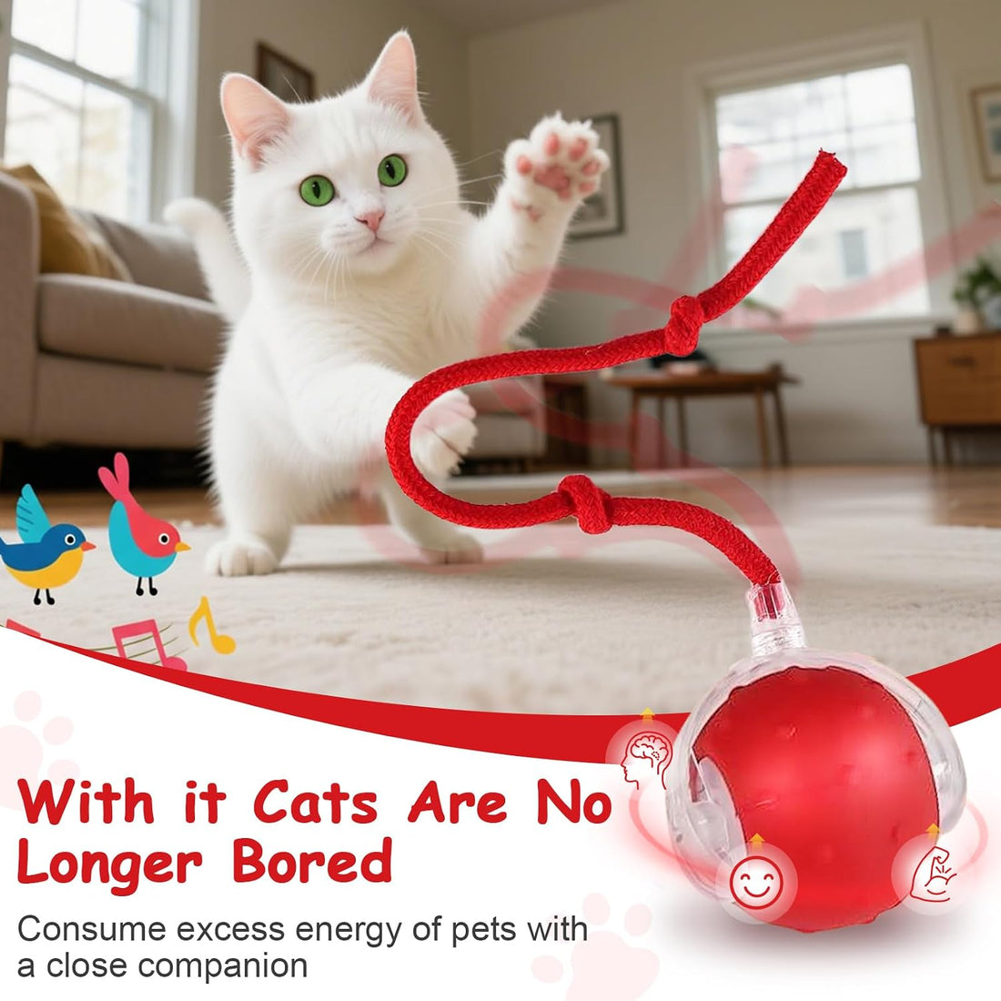 Interactive Cat Toys Smart Ball for Cats & Dogs! Now with 2 Rapid