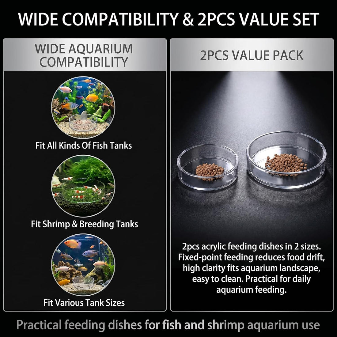2Pcs Clear Acrylic Shrimp Feeding Dishes Fish Tank Shrimp Feeder