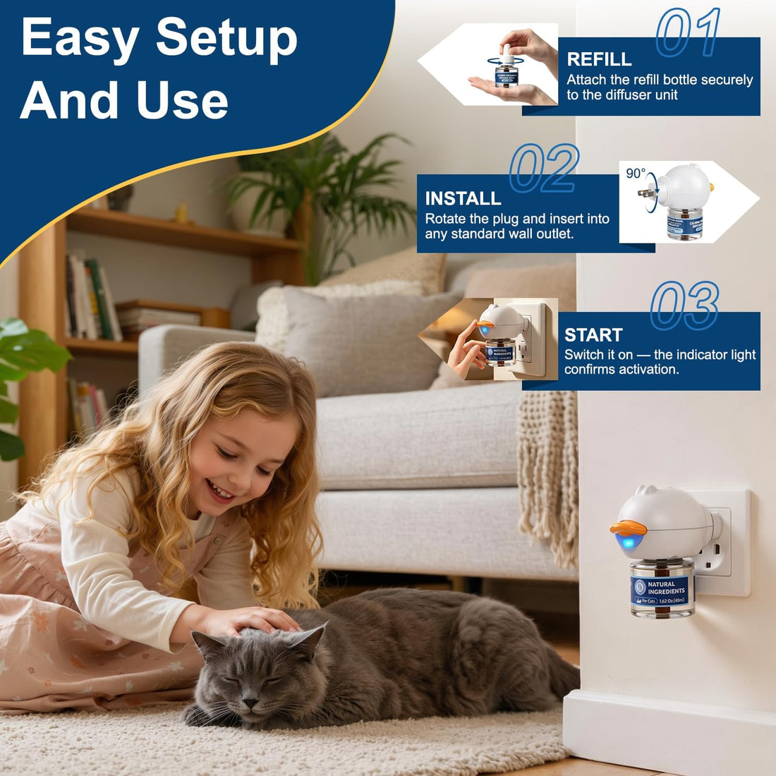Cat Calming Pheromone Diffuser, Pheromone Plug-In for Stress Relief