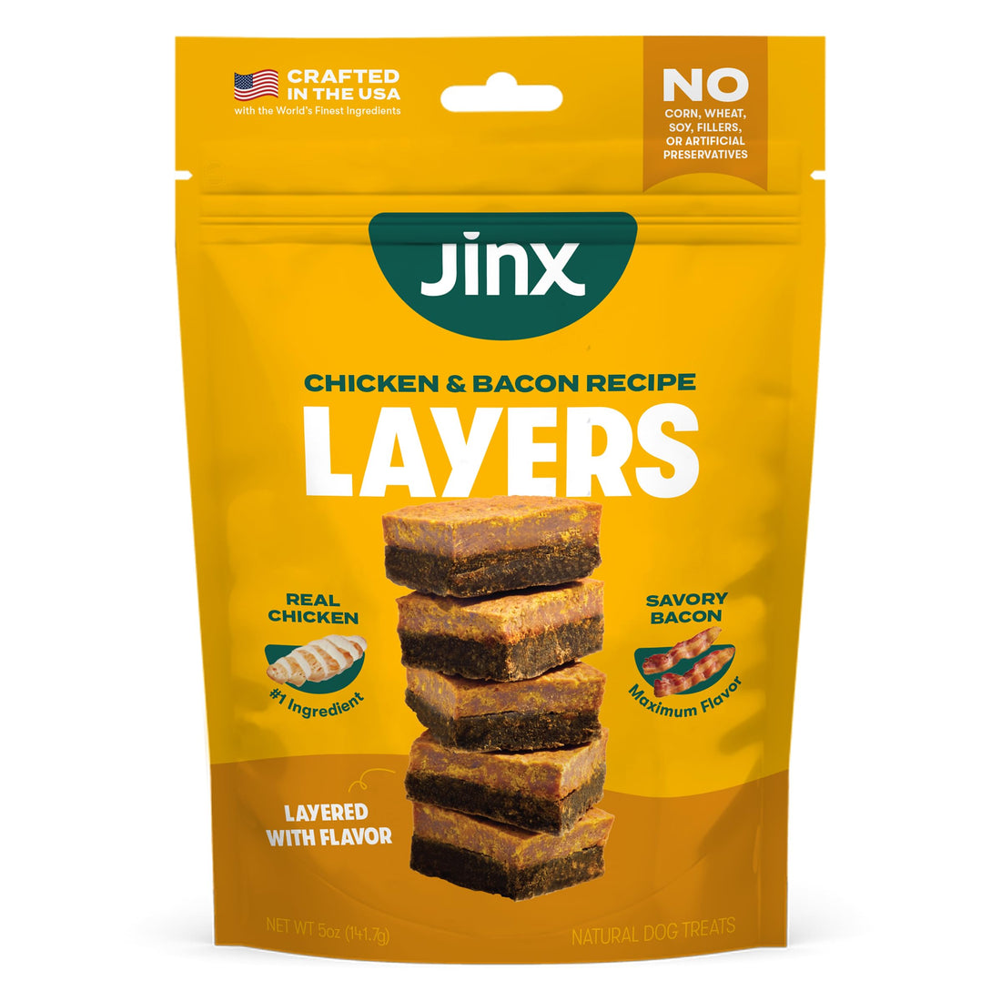 Jinx Chicken & Bacon Layers Jerky Dog Treats - Crunchy
