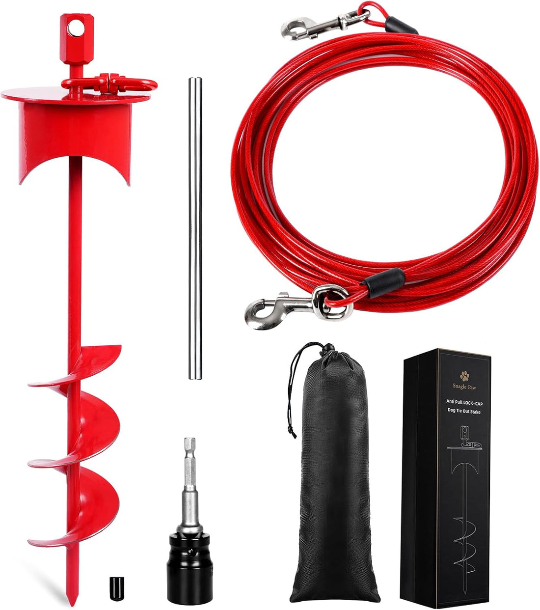 Snagle Paw Dog Tie Out Stake with Lock-Cap