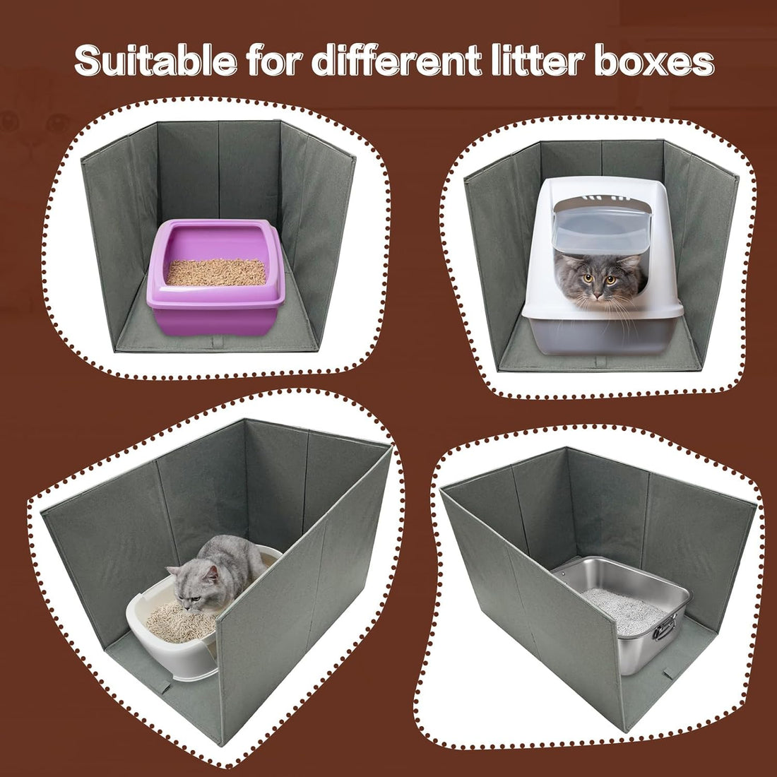 Cat Litter Box Enclosure Splash Guard Large Foldable Removable Mat