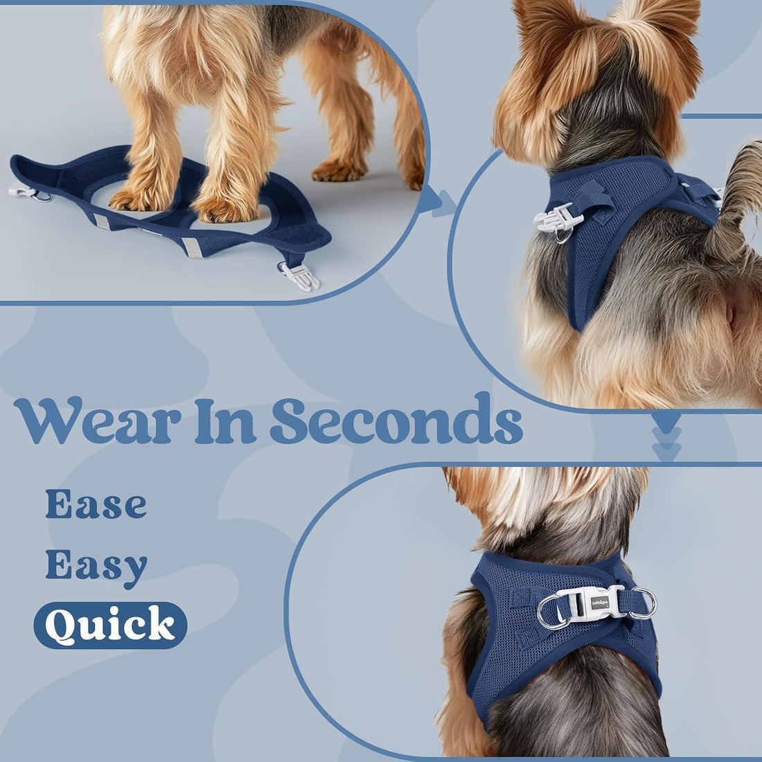 rabbitgoo Small Dog Harness, Step-in Soft Mesh Puppy Vest with Safety