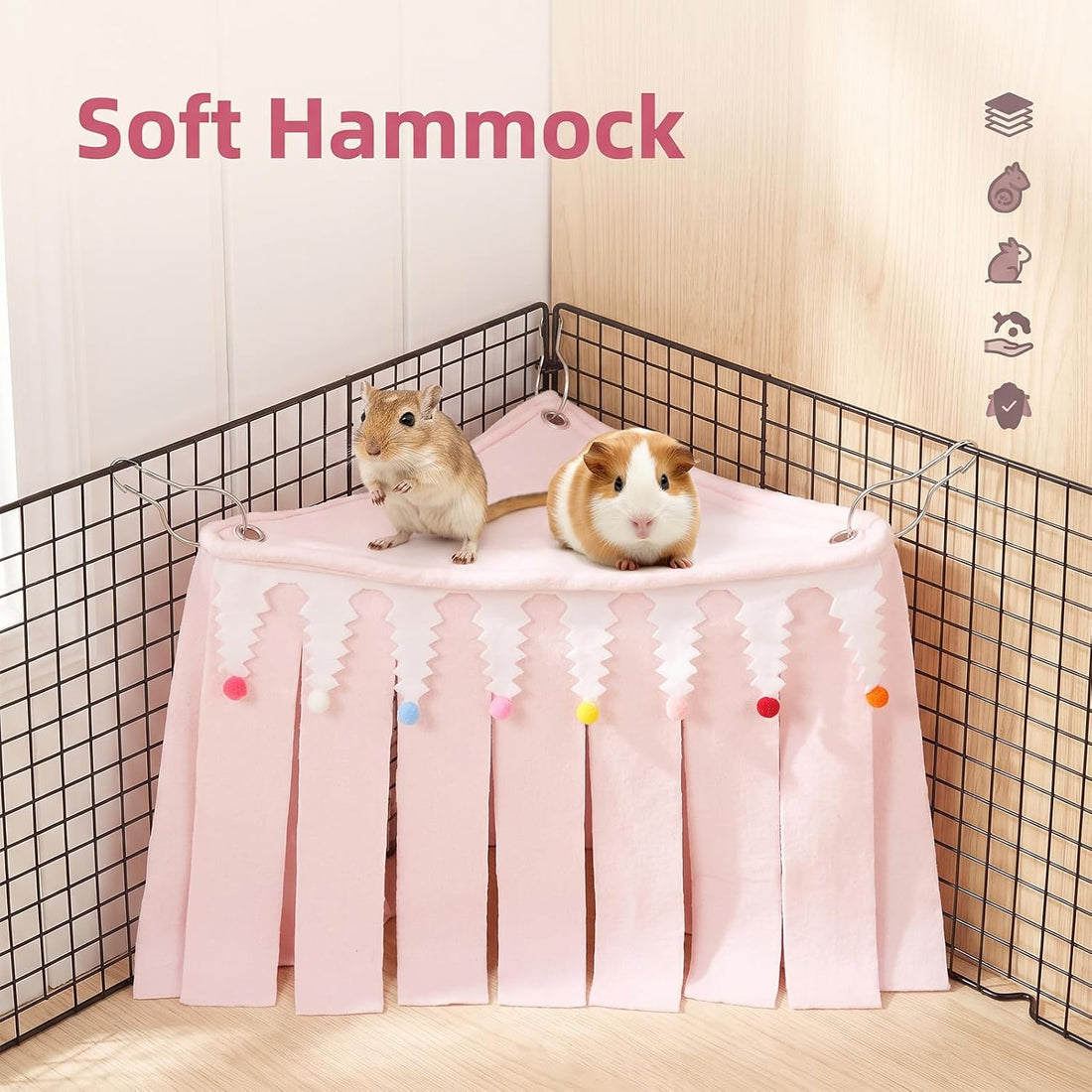 Guinea Pig Curtain, Hide Corner Cage Hammock Shelter, 1Pc