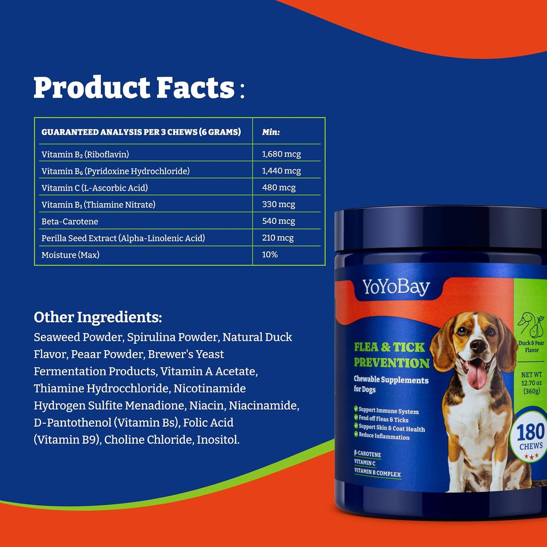 Flea & Tick Prevention for Dogs Chewables,Dog Immune Support
