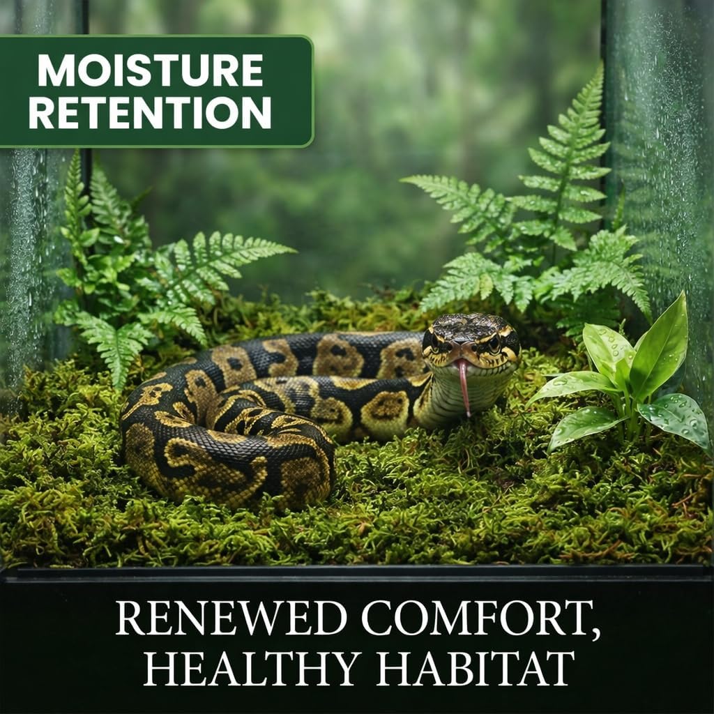 Sukh Sphagnum Moss for Reptiles - Green Terrarium Moss Substrate, 5oz