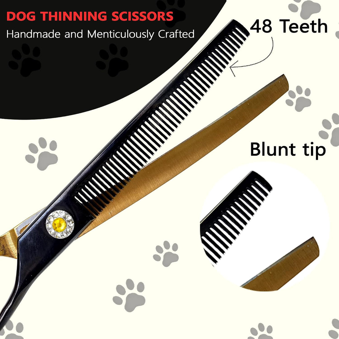 7" Curved Thinner Dog Scissor, Curved Blender Scissors, 48 Teeth