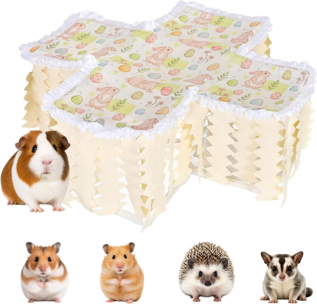 Guinea Pig Hideout Tunnel, Washable Foldable Bunny Hideout,Green