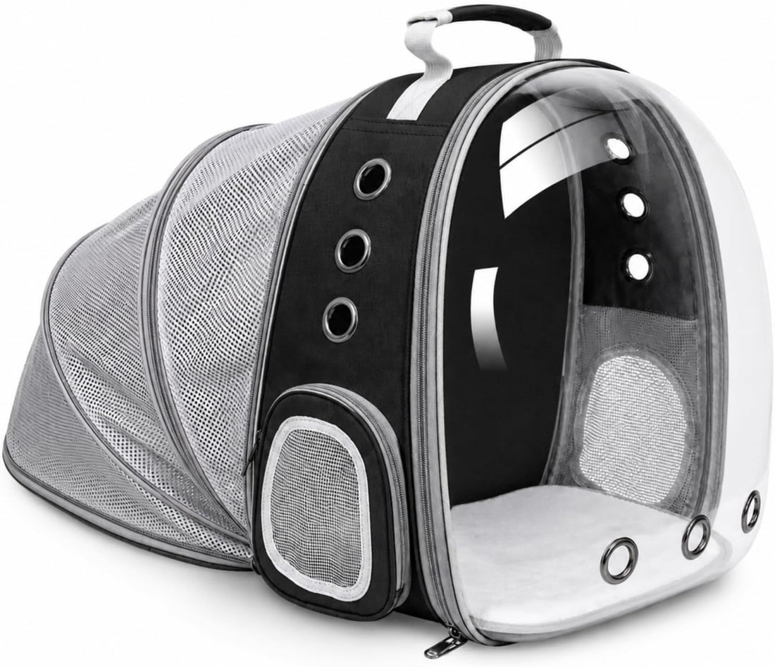 Expandable Cat Carrier Backpack with Bubble Window, Animal Print