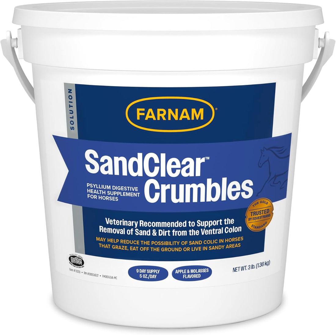 Farnam SandClear Crumbles, Psyllium Digestive Supplement, 9 Day Supply
