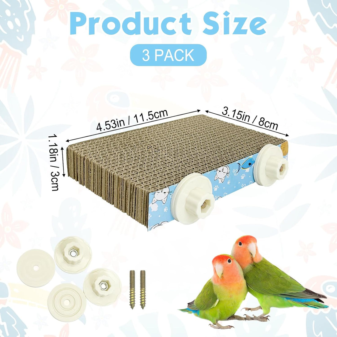 3 PCS Bird Cardboard Platform Hanging Parrot Cage Perch Bird Paw