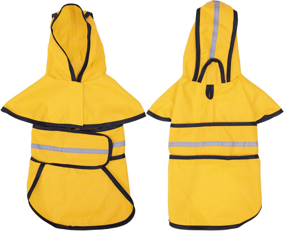 HDE Dog Raincoat Jacket Reflective Adjustable Hooded Pet Poncho Rain