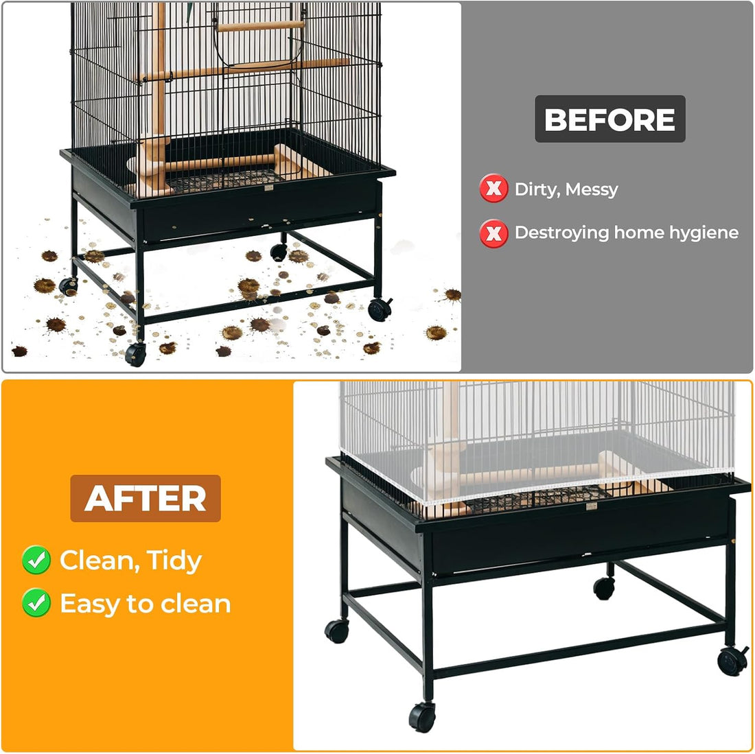 Large Bird Cage Seed Catcher Universal Bird Cages Net Cover