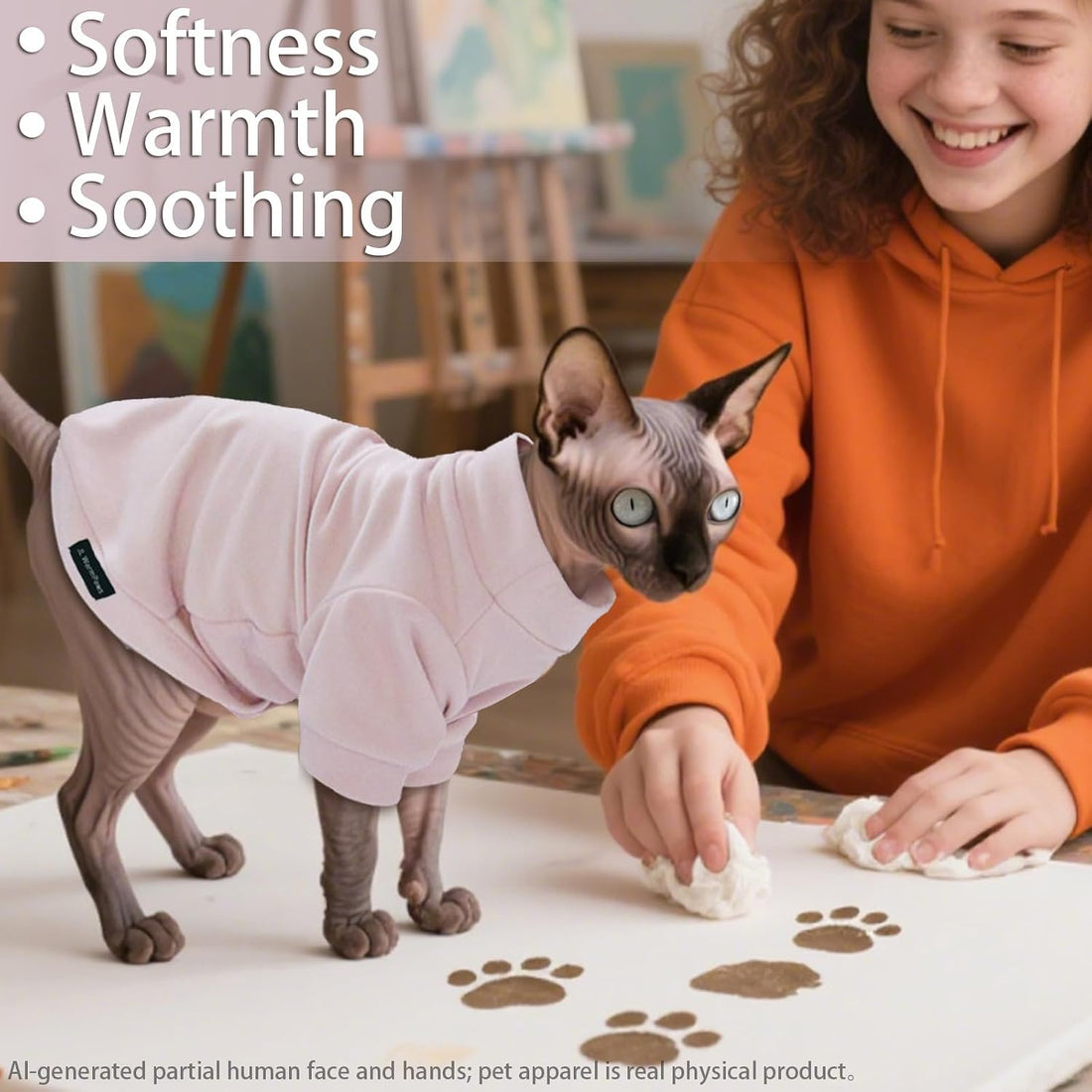 Fleece Sphynx Cat Clothes Soft Hairless Cat Clothes Pullover Cat