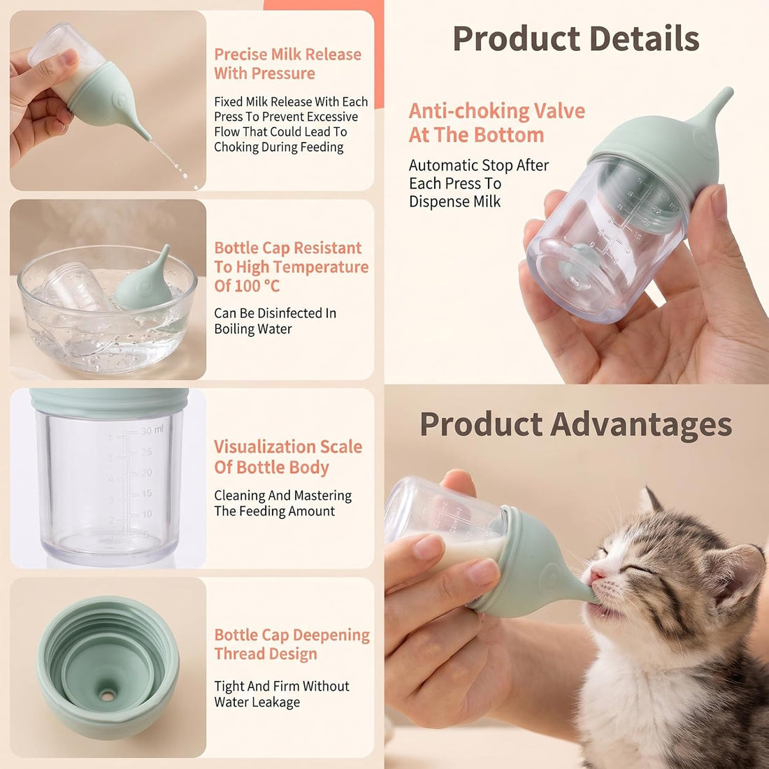 3 Pcs 30ml Kitten Milk Bottle, Kitten Feeding Bottle