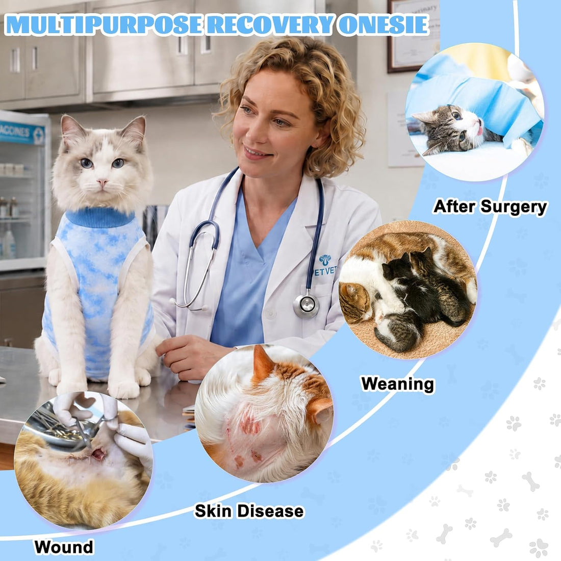 Cat Surgery Recovery Suit, Kitten Surgical Onesie After Spay