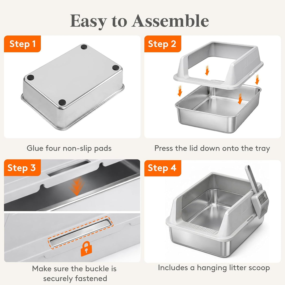 Lifewit Stainless Steel Litter Box for Kitty