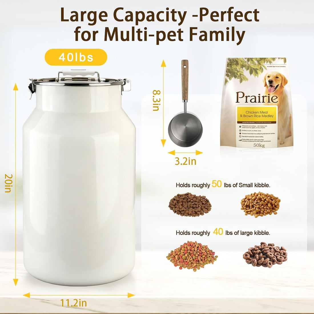 Aloxina Dog-Cat Food Storage Container 40 lb/38 Qt