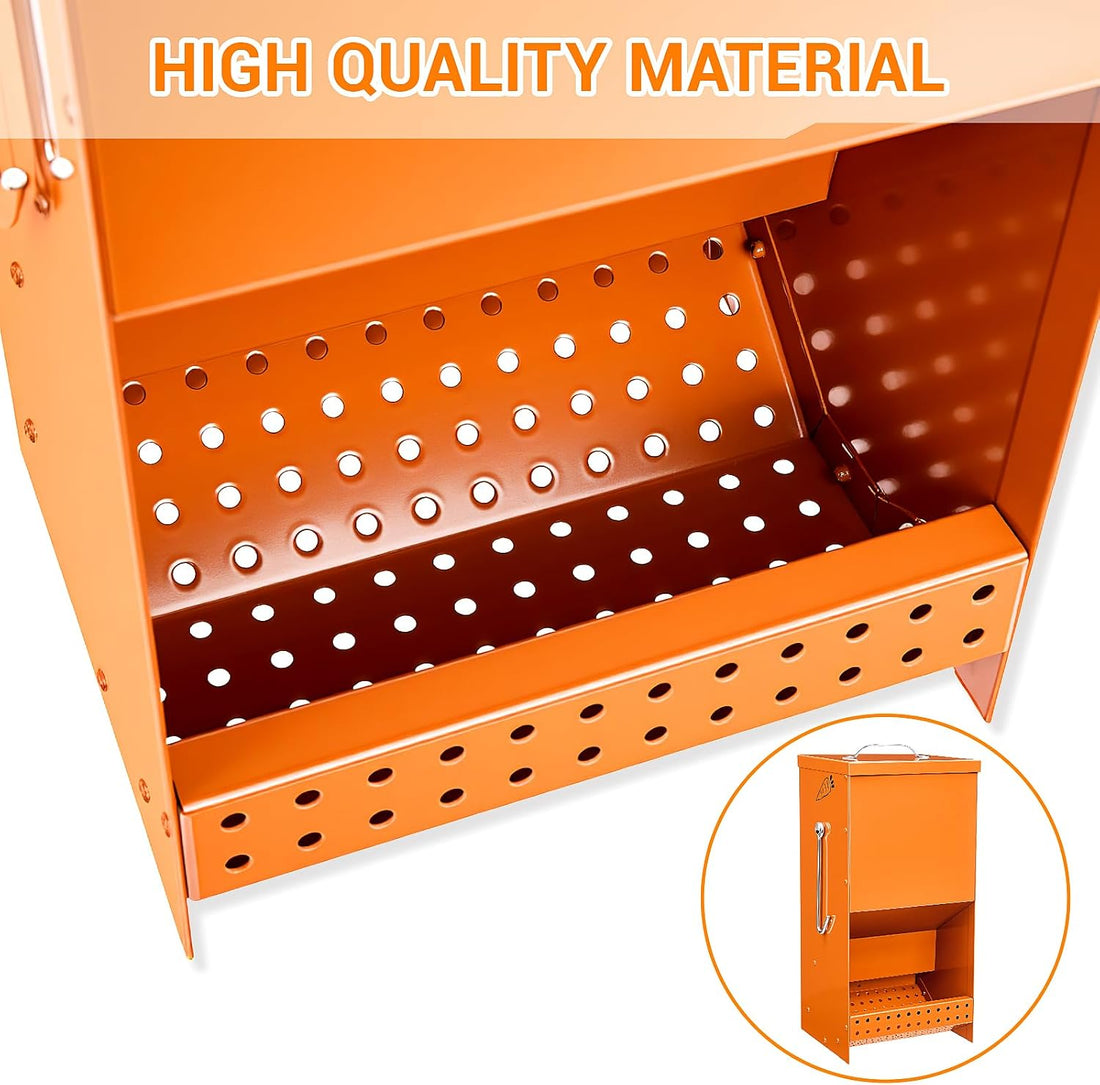 Rabbit Feeders Automatic for Cages,Orange 5 Pound Large Metal Trough