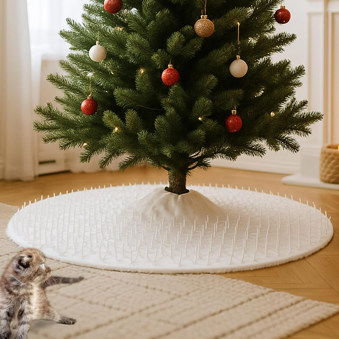 Christmas Cat Proof Tree Skirt Kit with Soft White Tree Skirt