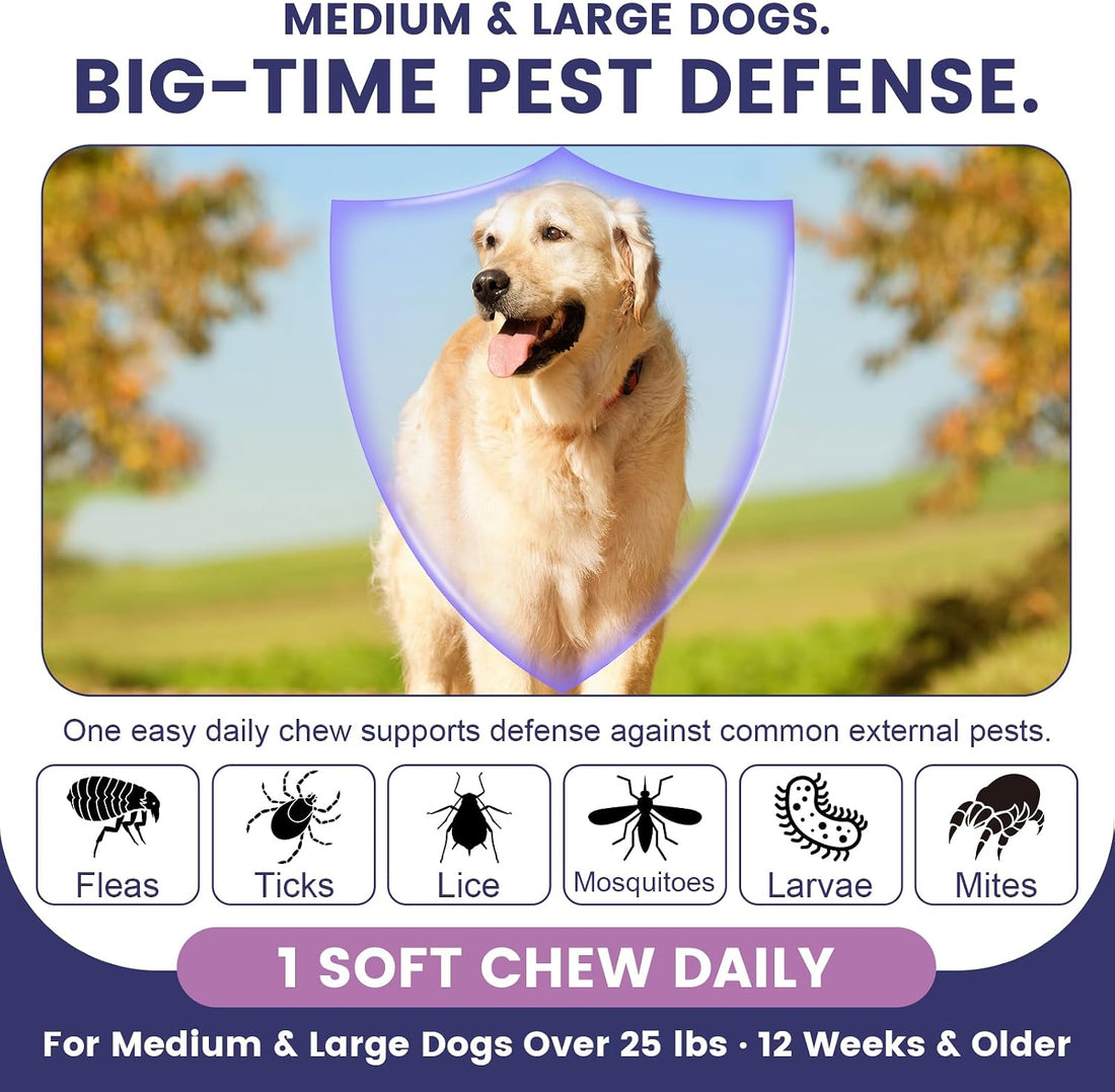 Flea and Tick Prevention for Dogs - 180 Natural Soft Chews