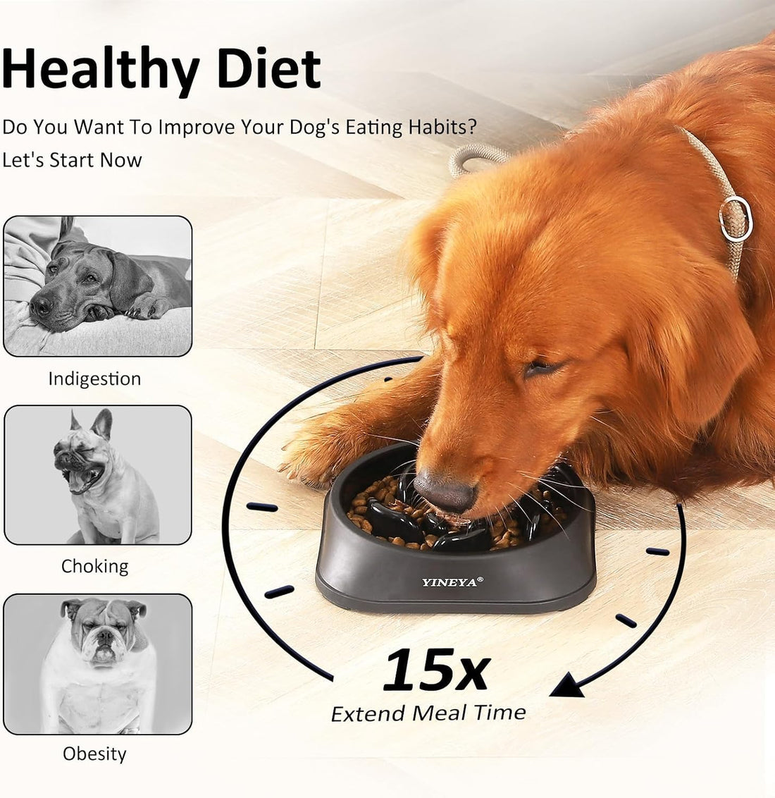 YINEYA Slow Feeder Dog Bowls, Pet Supplies that Slow Down Eating
