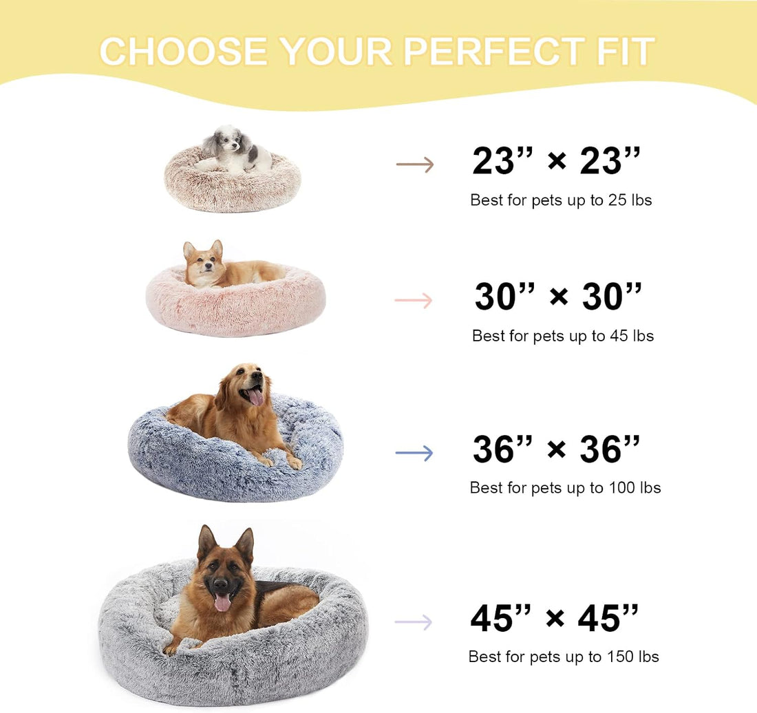 Bedfolks Calming Donut Dog Bed, 36 Inches Round Fluffy for Large Dogs