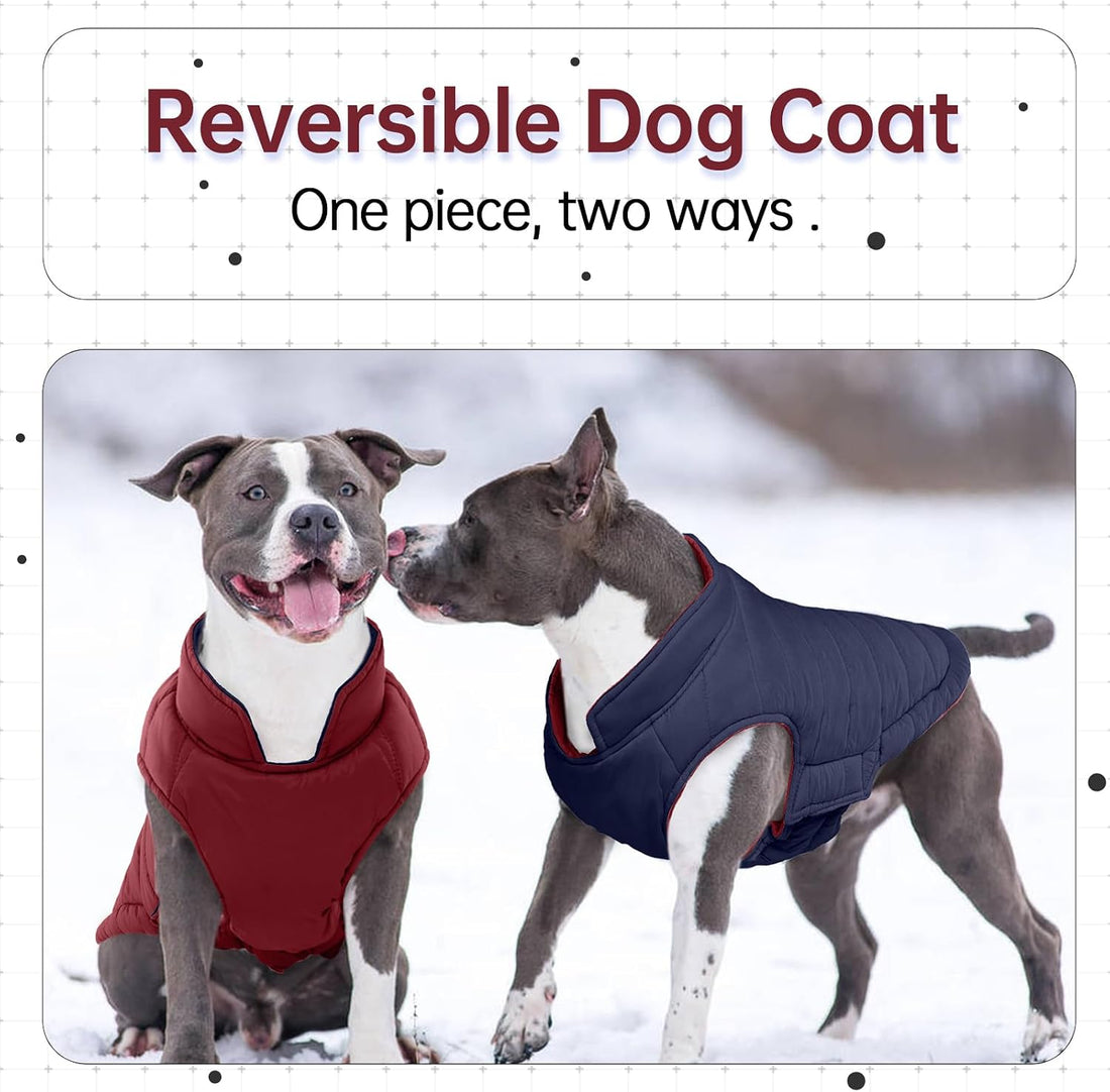 Lelepet Reversible Dog Coat Windproof Dog Jacket Lightweight Puffer