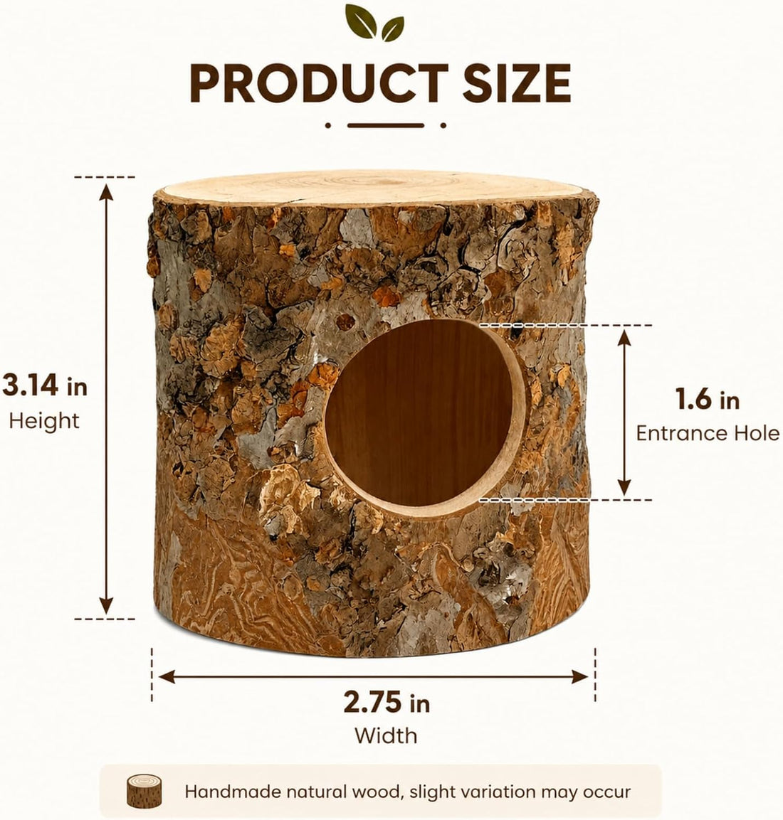 Hamster Hideout House for Small Animals, Wooden Habitat Shelter