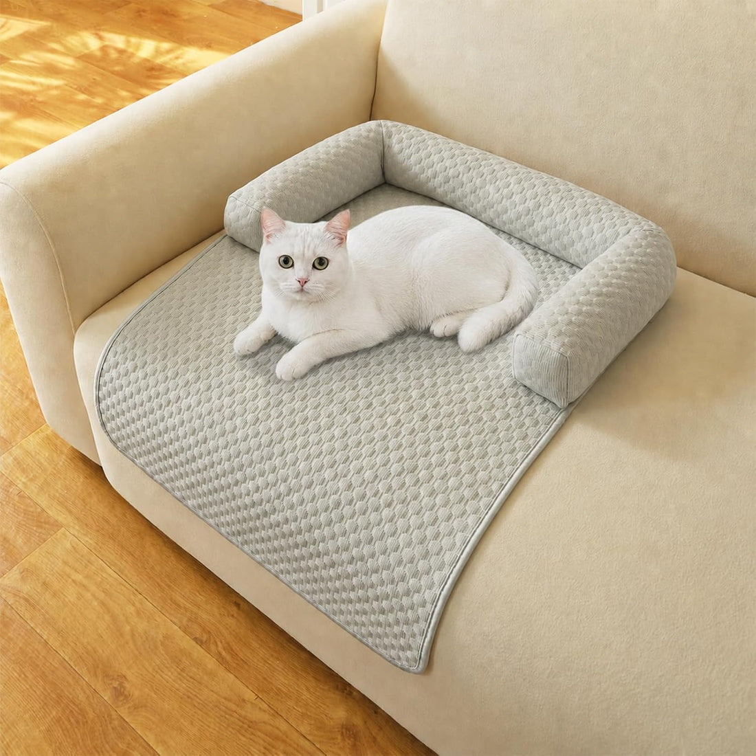 Cooling Pet Bed Mats with Neck & Head Support, 31.5 x 23.62 inch Khaki