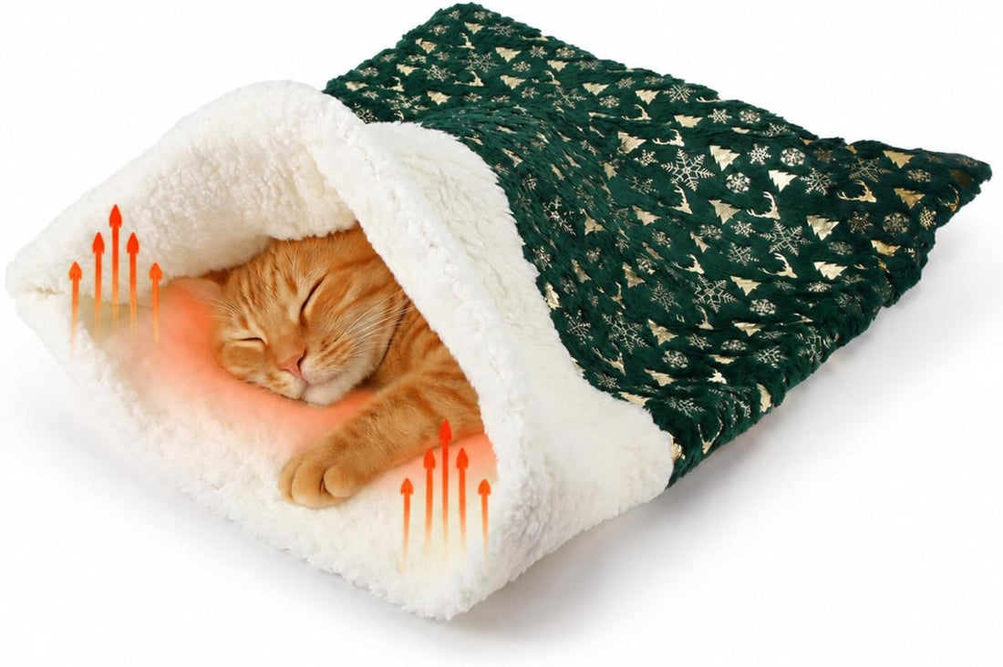 Self Heating Cat Sleeping Bag for Indoor Cats, Gray, Classic