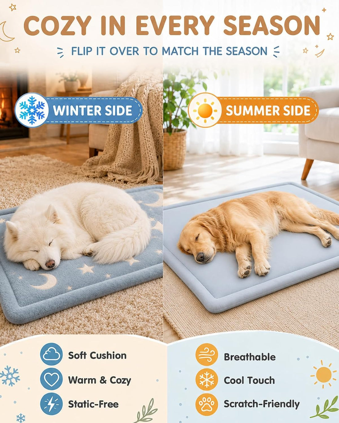 Papettly Self Warming Cat Bed, Reversible Self Heating Cat Pad Mat