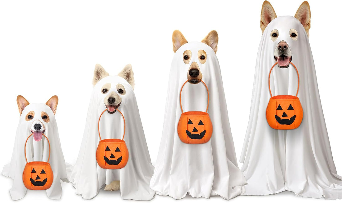 Huhumy 2 Pcs Halloween Ghost Costume for Dog Cat White Cape