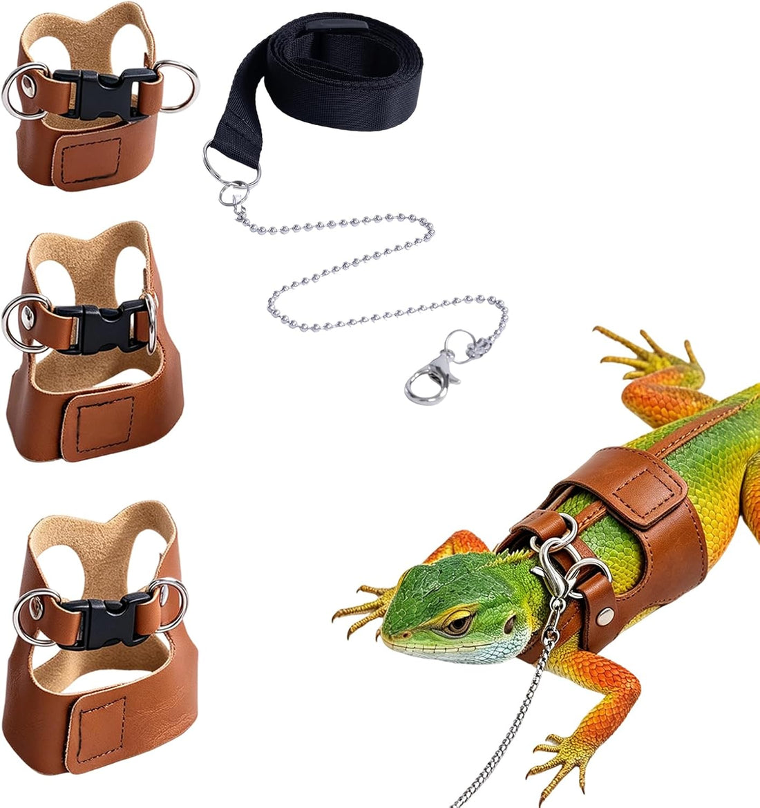 3Pack Bearded Dragon Leash and Harness Set