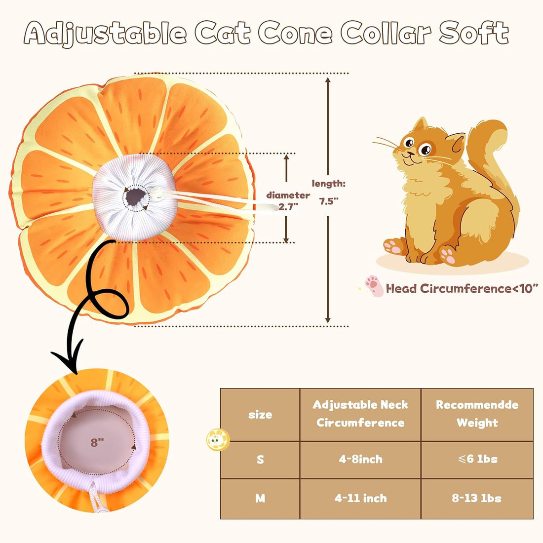 Cat Cone Collar Soft, Waterproof Cat Recovery Collar for Wound
