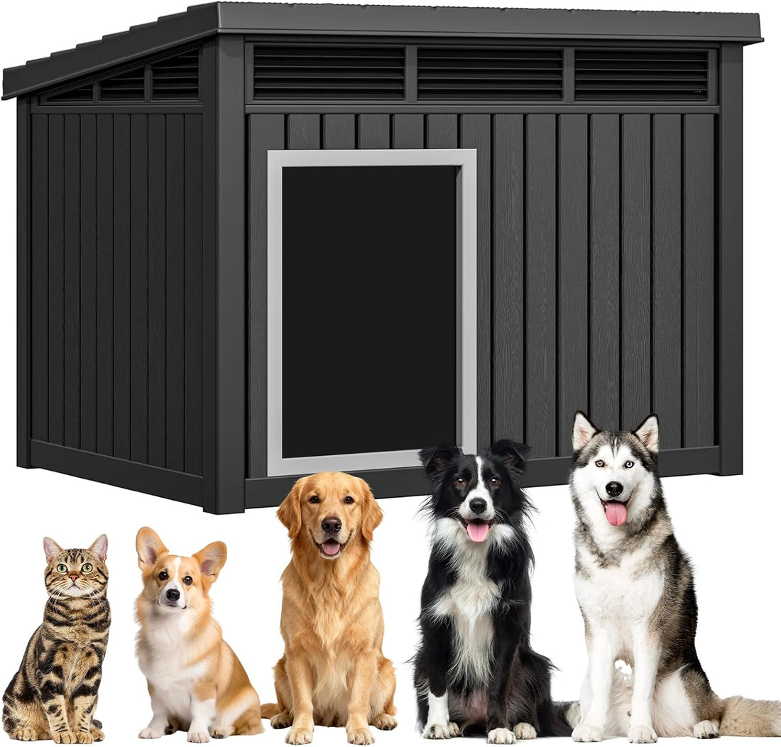 IP68 Waterproof Large Dog House, Elevated Floor with Air Vents