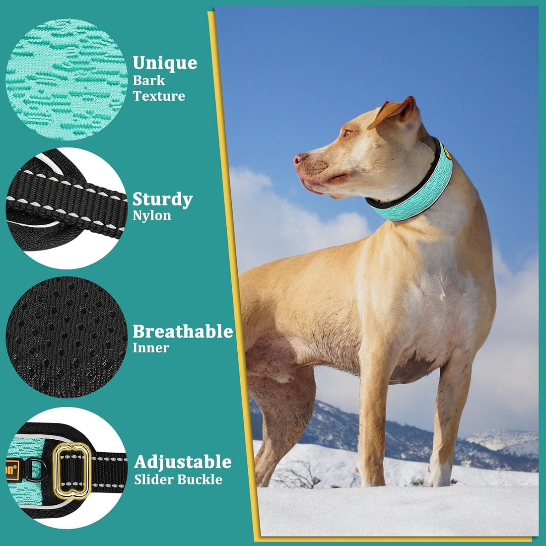 Mayerzon No Pull Collar for Large Medium Dogs Walking that Pull, Cyan