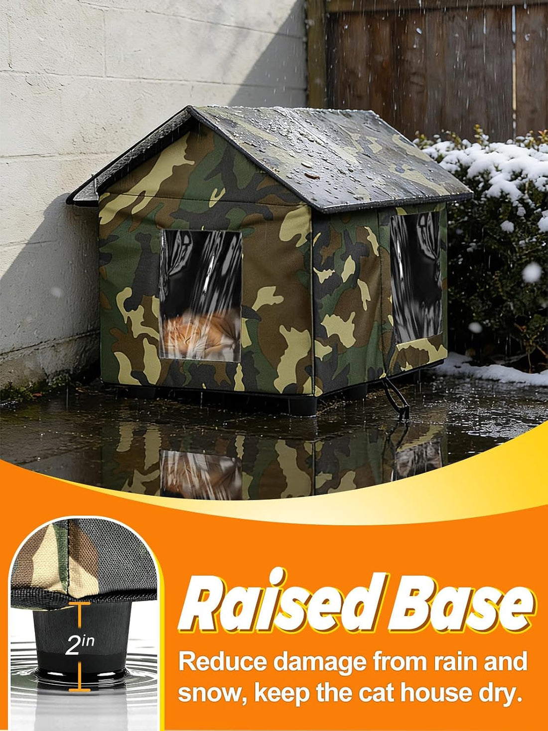 Elevated Insulated Outdoor Cat House Weatherproof