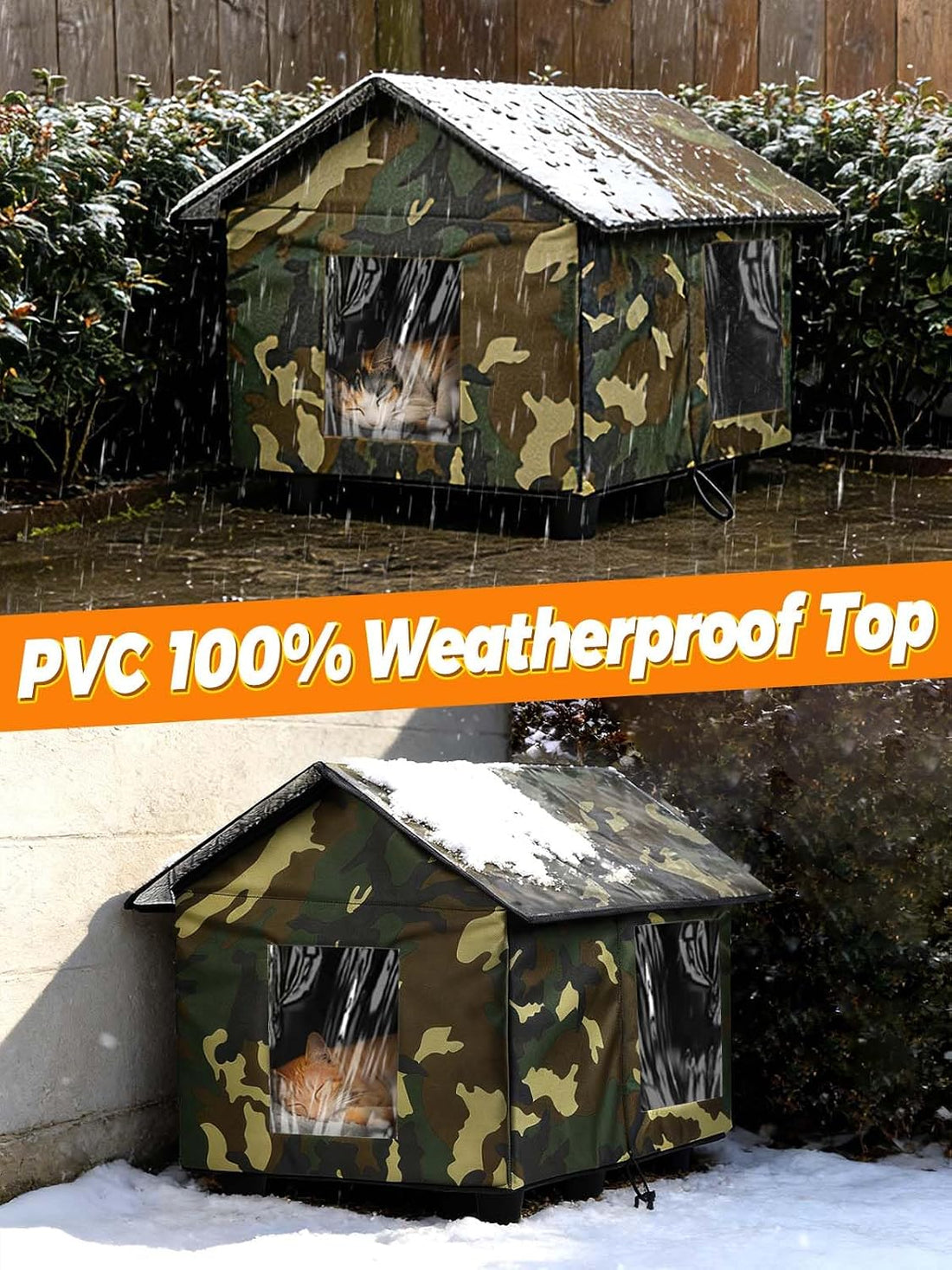 Elevated Insulated Outdoor Cat House Weatherproof