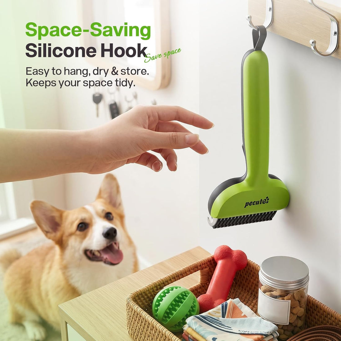 Pecute Self-Cleaning Undercoat Rake for Dogs Cats with Long/Double