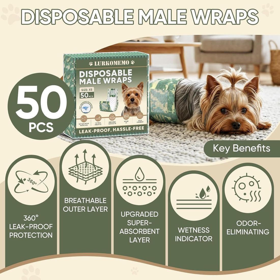 Disposable Dog Diapers Male 50Ct