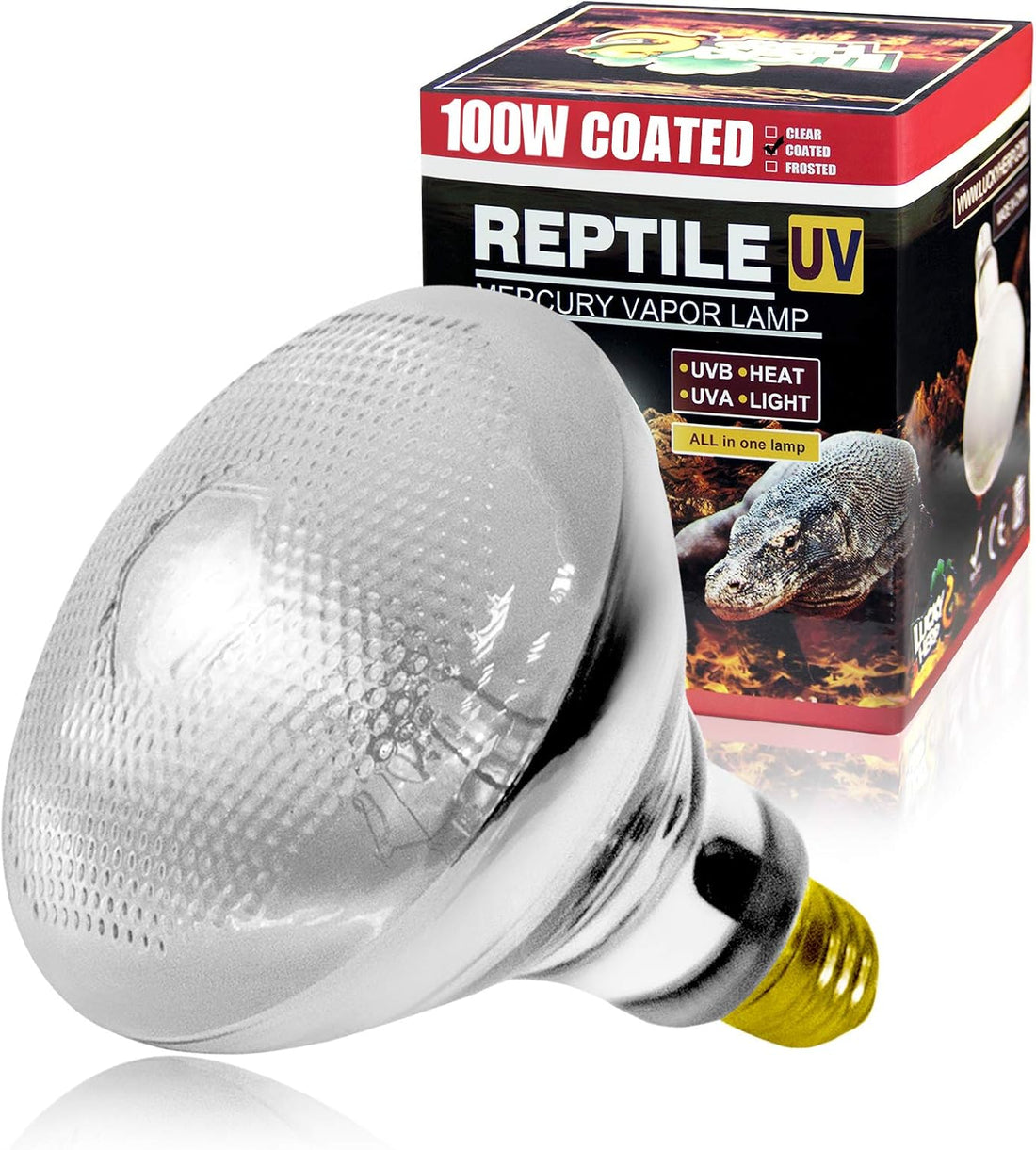LUCKY HERP 100 Watt UVA+UVB Full Spectrum Vapor Heat Lamp Bulb