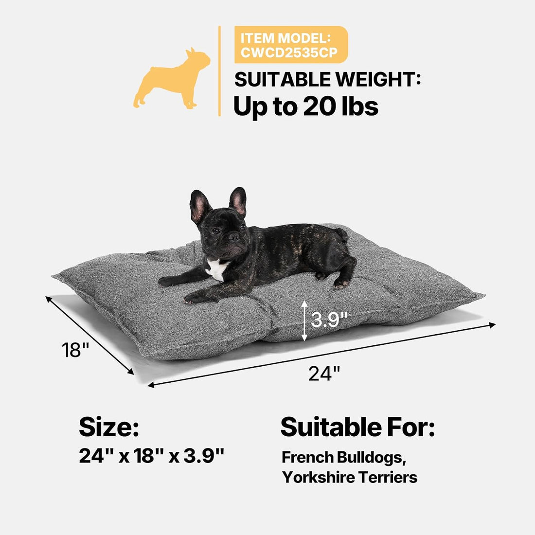 Veehoo Indestructible Dog Bed for Crate, Chew Proof Dog Pad, 35"x22"
