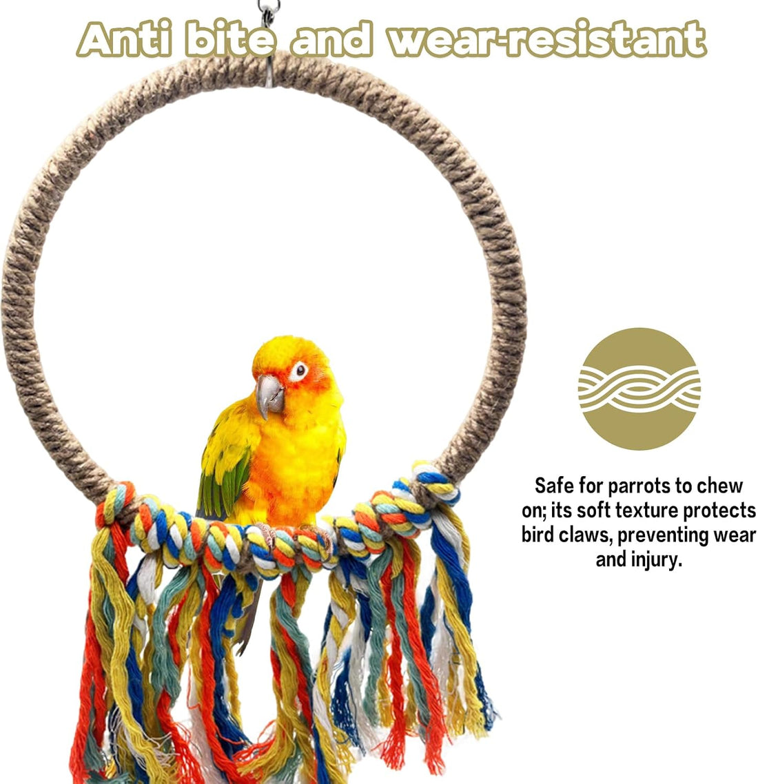 Bird Swing Rings Toy Swing Perch Natural Rattan Hoop Parrot Stand