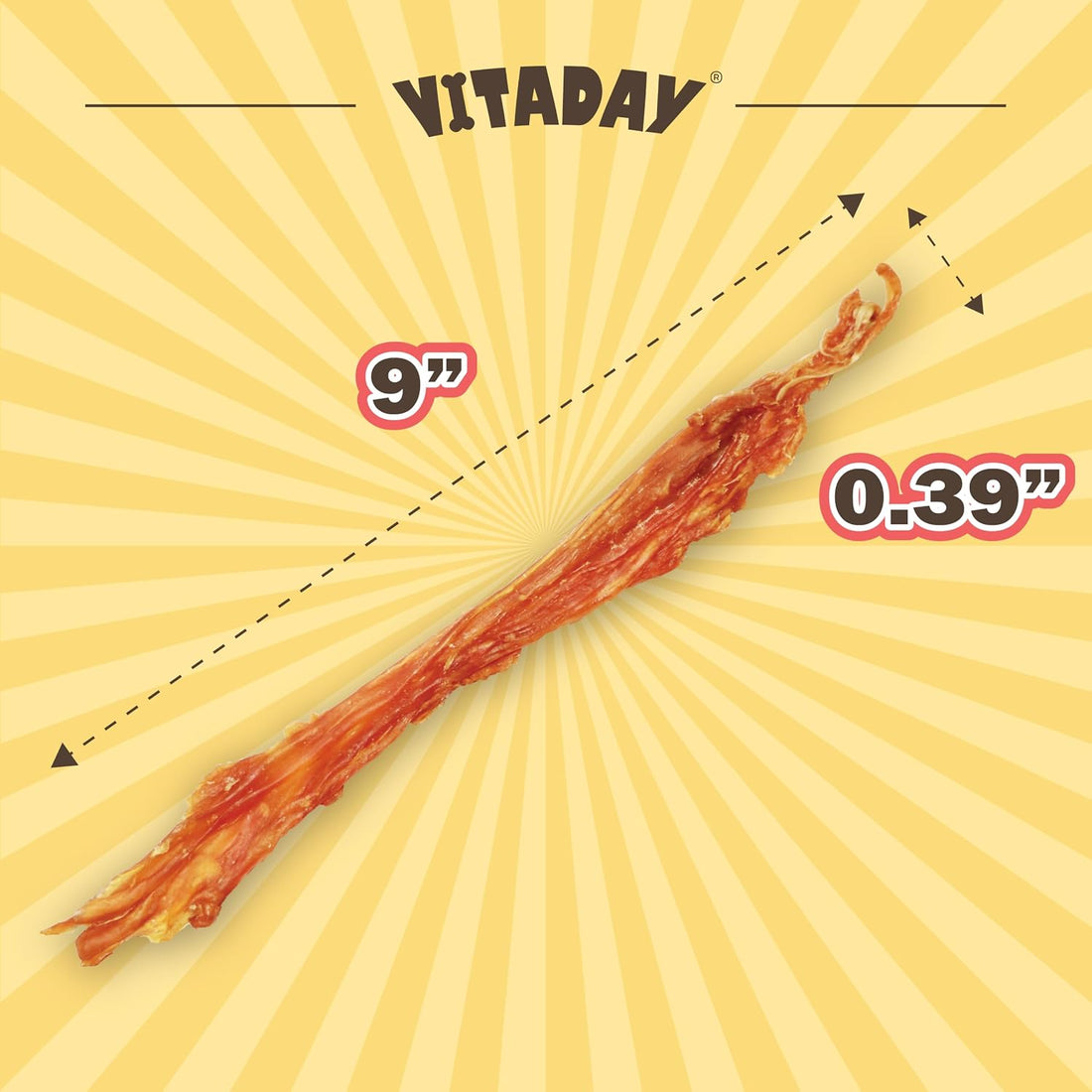 VITADAY Turkey Tendon for Dogs, USA-Sourced, Strips, 3 oz
