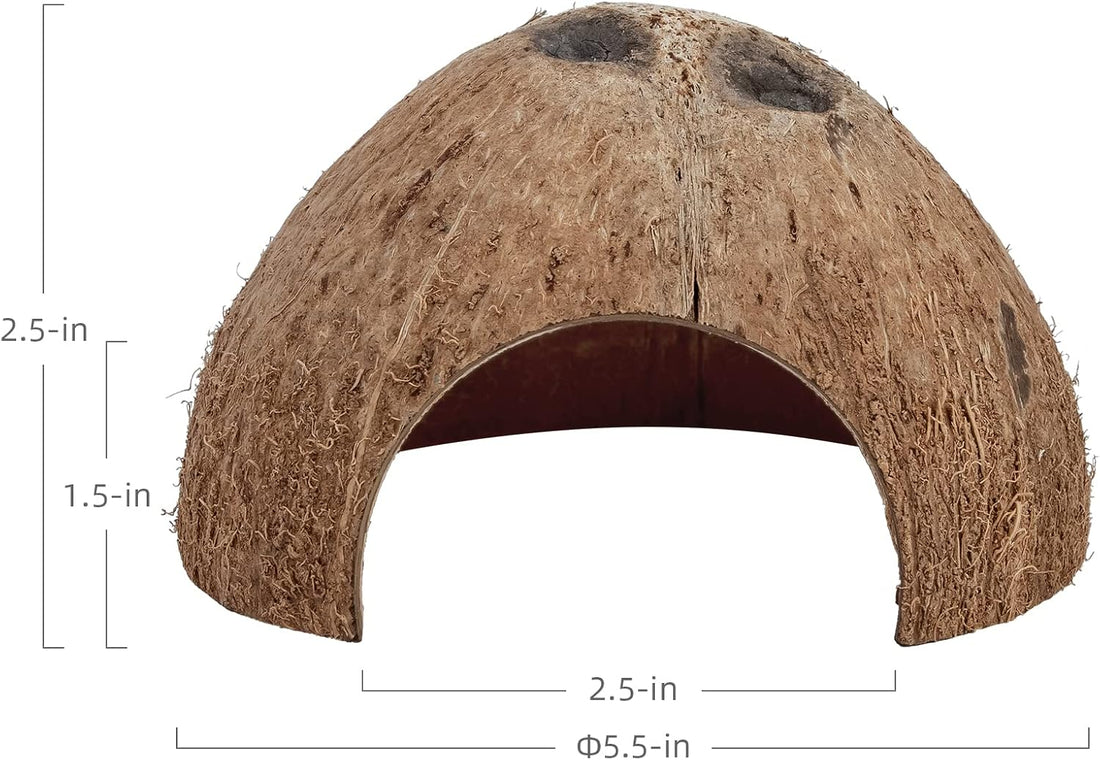 2 Pack Natural Coconut Reptile Hideouts, Lizard